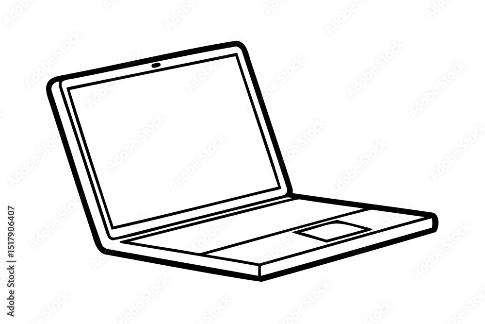 Poster simple line drawing of a laptop computer open