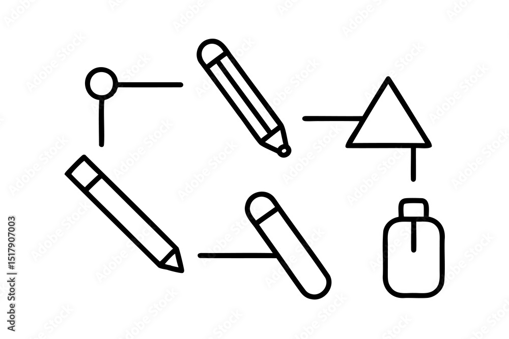 Poster simple line art design elements pencils triangle mouse