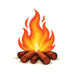Burning campfire flame vector clipart illustration 