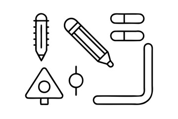 Design elements pencil crayon triangle circle line icons