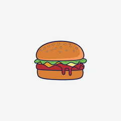 Colorful cartoon hamburger illustration perfect for kids’ designs, menus, t-shirts, and playful branding. High-quality, fun, and eye-catching clipart.