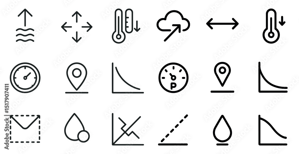Poster simple weather and location icons for forecast and navigation design