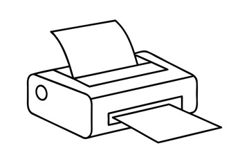 Simple line drawing of a printer printing a document