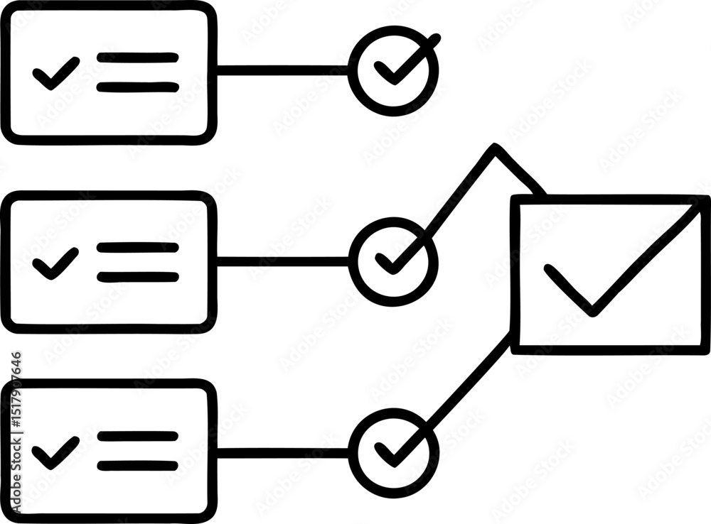 Poster simple checklist flowchart hand drawn style workflow diagram