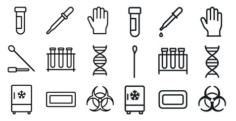 Obraz premium Laboratory equipment icons for science and research design projects