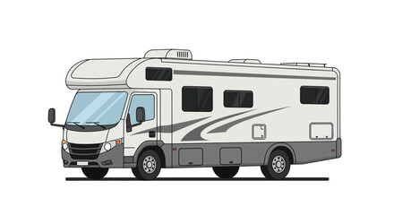 Illustration of a modern recreational vehicle or motorhome on white