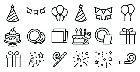 Party celebration icons for cards and invitations