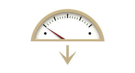 Isolated dashboard gauge with arrow down