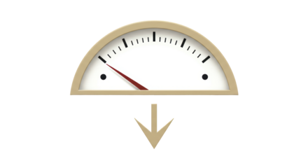 Isolated dashboard gauge with arrow down