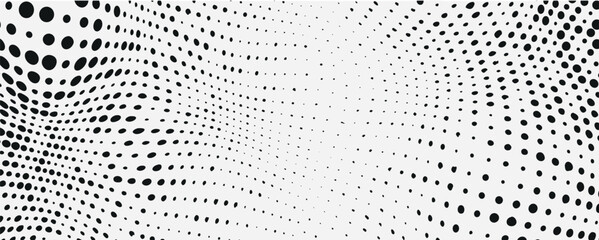 Abstract halftone background with wavy surface on white background