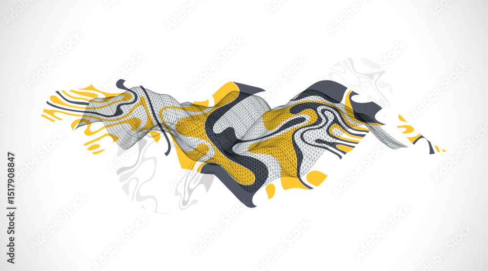 Fototapete The abstract wave is made in a frame style. Template for science and technology presentation. Vector art.