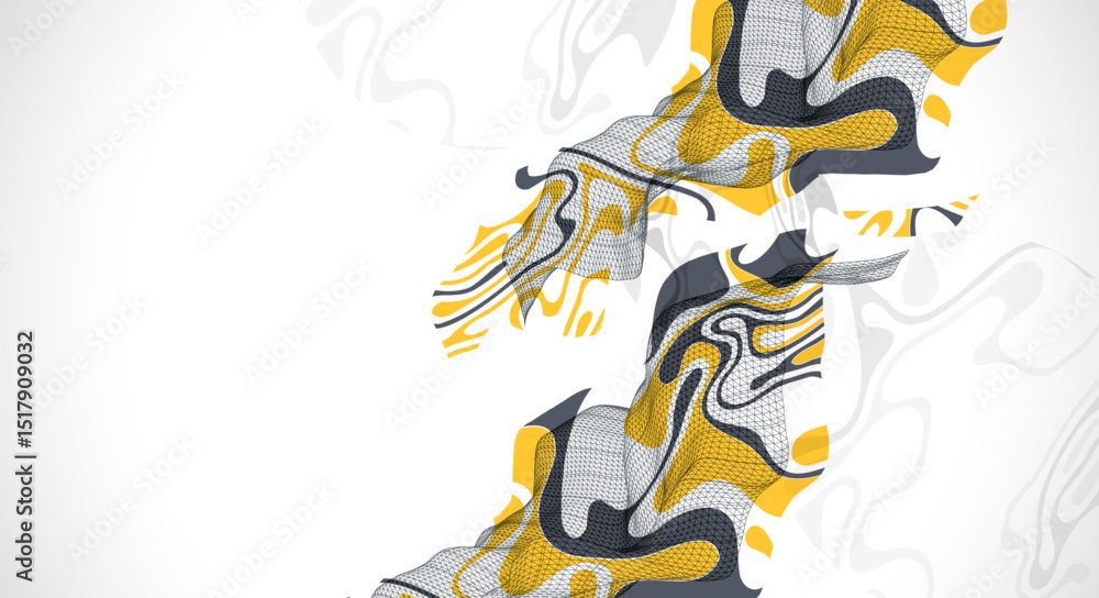 Fototapete The abstract wave is made in a frame style. Template for science and technology presentation. Vector art.