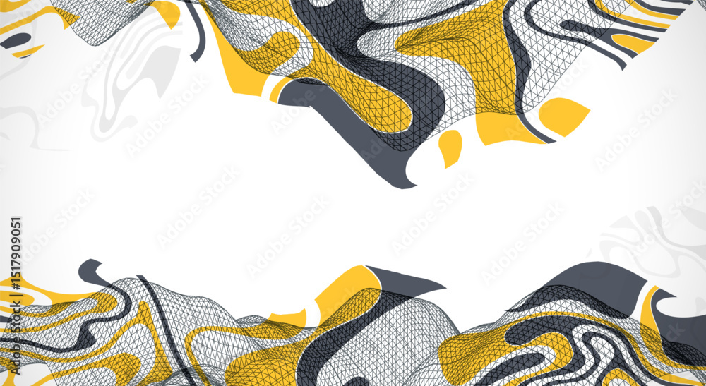 Poster The abstract wave is made in a frame style. Template for science and technology presentation. Vector art.