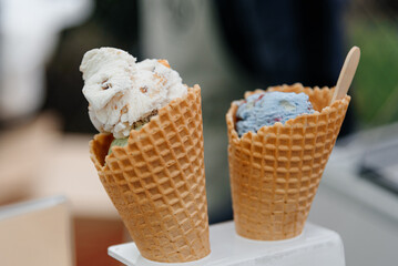 two ice cream cones for sale