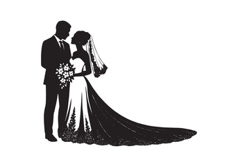 Bridal Bond Bride and Groom Iconic Emblem Groom's Promise Black Vector illustration