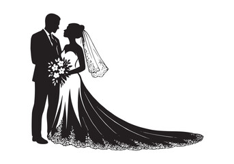 Bridal Bond Bride and Groom Iconic Emblem Groom's Promise Black Vector illustration