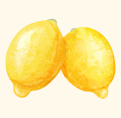 Vector image of lemons in watercolor style. Element for your design. Concept of growing fruits, making lemonade