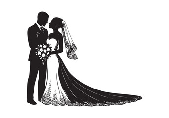 Bridal Bond Bride and Groom Iconic Emblem Groom's Promise Black Vector illustration
