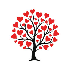 Romantic A tree with red hearts and a tree with a quote from love vector clipart