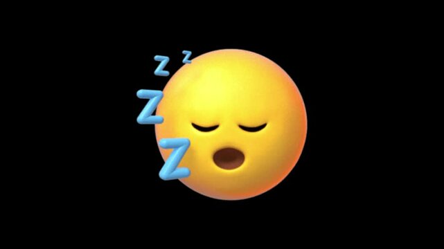 Sleeping Emoji Animation. Snoring emoticon, Zzz yellow face with closed eyes
