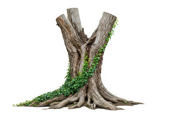Fototapeta premium Old tree stump with ivy isolated on transparent background