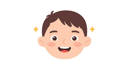 Happy Boy Face Illustration Joyful Child Portrait for Design Projects