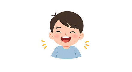 Joyful Child Illustration Happy Boy Smiling and Laughing