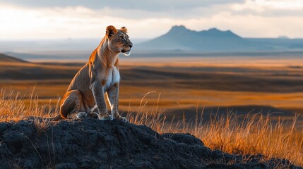 Majestic Lioness on Hilltop