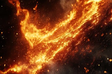 Naklejka premium Fiery, abstract flames engulfing a textured surface