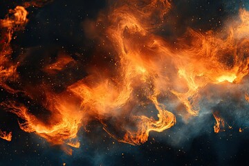 Abstract fiery swirls against a dark backdrop