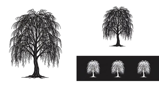 Weeping Willow: Ink & Line Art Elegance