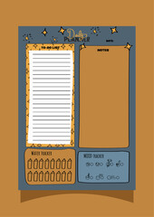 daily planner with Stars.  daily schedule for journaling, planning, and school.