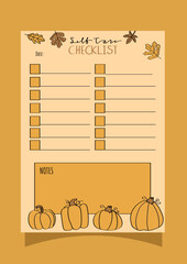 self care checklist with pumpkins 