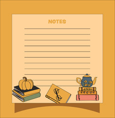 sticky note, memo pad with autumn worm vibes