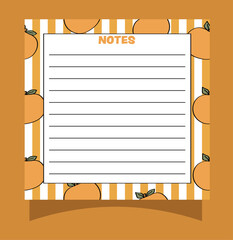 sticky note, memo pad with an orange pattern background.