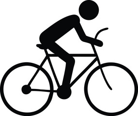 Obraz premium Black Silhouette Depiction of Cyclist Riding Bicycle Isolated on a White Background