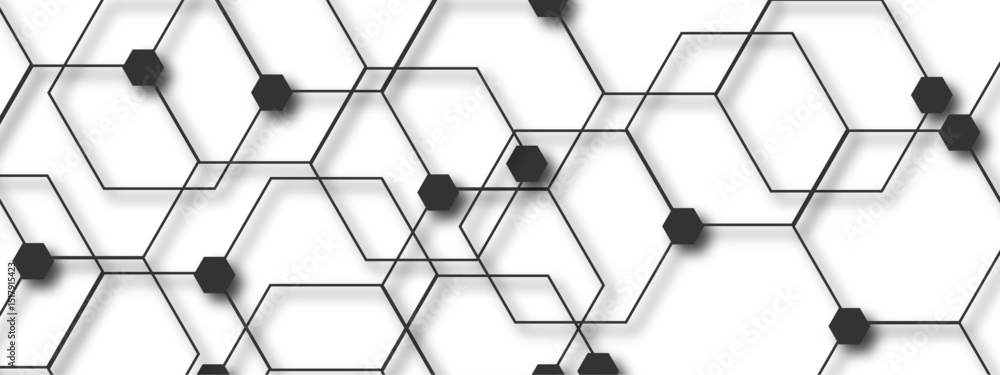 Poster abstract seamless background featuring a modern geometric pattern with overlapping hexagons and line