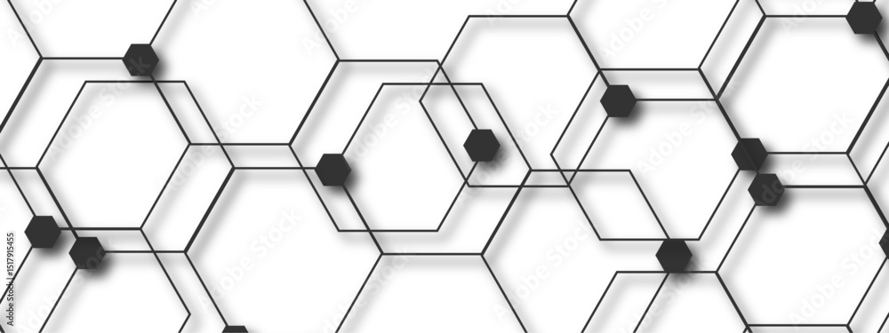 Poster abstract seamless background featuring a modern geometric pattern with overlapping hexagons and line