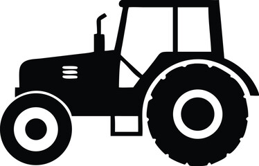 Black Tractor Silhouette Isolated on White Background Simple Farm Equipment Illustration