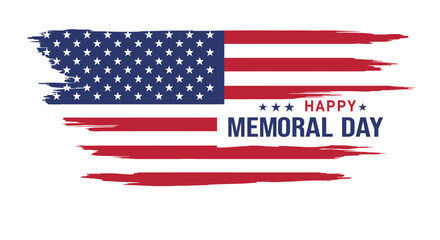 Distressed American Flag for Memorial Day with Happy Memorial Day Text and Stars