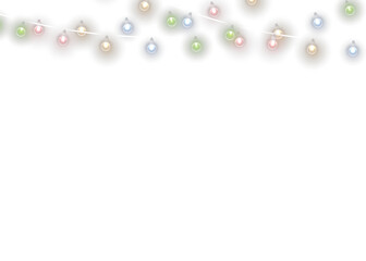 png festive lamp string with bright colours and glowing lightbulb for merry christmas party card winter border banner illustration decor holiday concept realistic poster graphic wire

