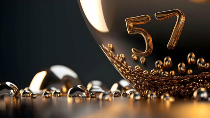 Abstract 3d Render Of Golden Number 57