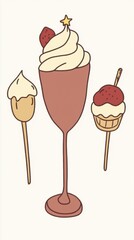 Dessert Arrangement featuring Whipped Cream in Goblet and Decorated Lollipop