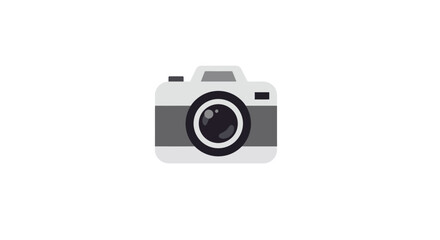 Simple Flat Design Camera Icon on White Background for Photography and Technology Concepts