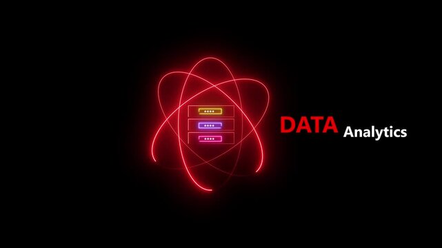Data Analytics concept, infographic dashboard showing KPIs, performance metrics, and business insights from large data sets. Animated data science icon isolated on transparent background.