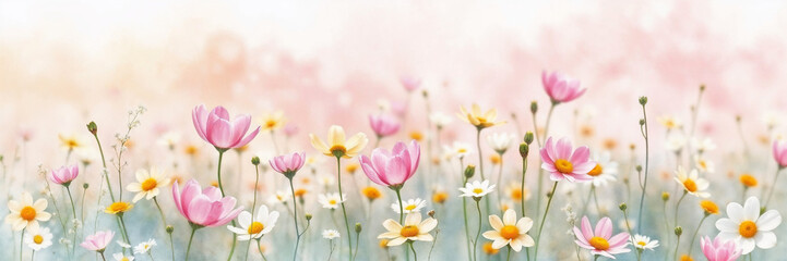 Oil painting style delicate flowers in front of dreamy background