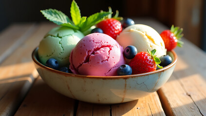 ice cream with fruits
