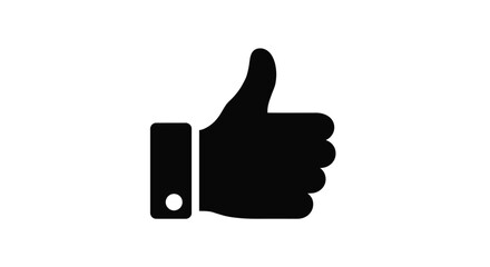 Simple Black Thumbs Up Icon Symbol on White Background for Stock Illustration