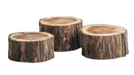 Tree stump display arrangement on a transparent background, PNG image, PNG file.