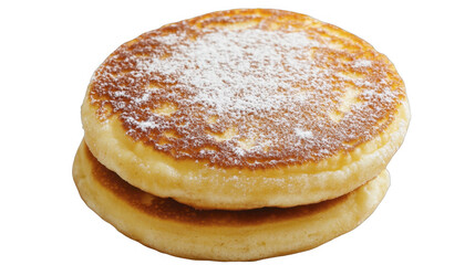 Stack of two pancakes with powdered sugar on a transparent background, PNG image, PNG file.